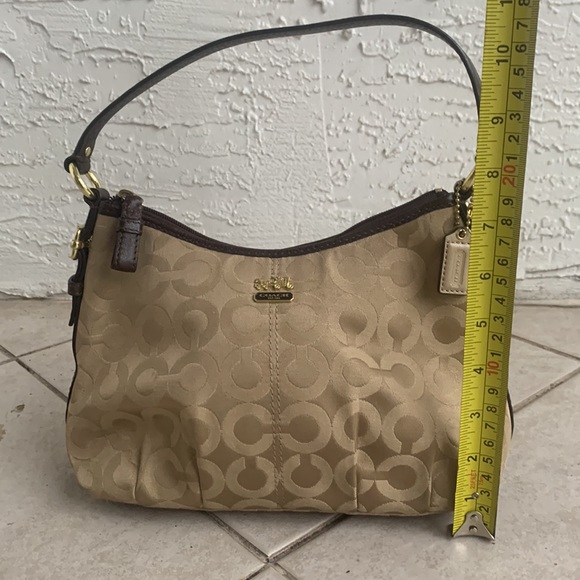 Coach Signature C Logo Satchel in Khaki Sateen with Mahogany Strapping - Picture 4 of 8